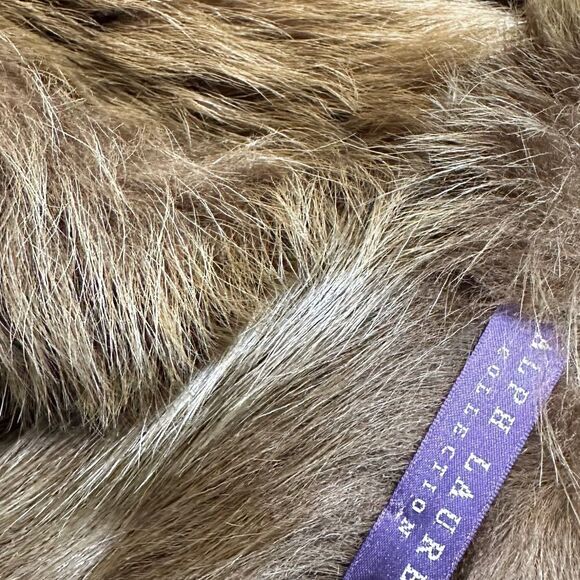 Ralph Lauren Collection * Soft Brown Lamb Shearling Pull Thru Collar - Picture 10 of 12